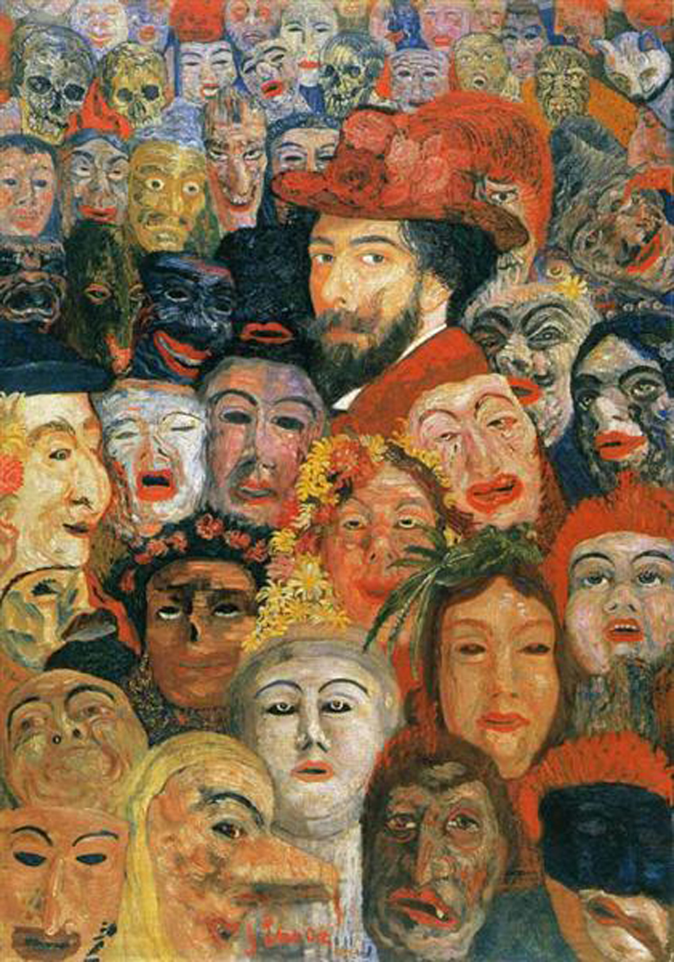 James Ensor — Self-Portrait with Masks (1899)